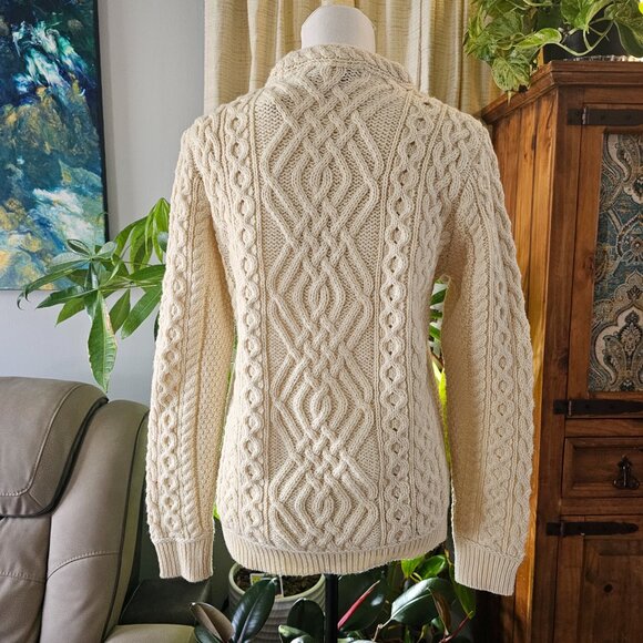 NWT Aran Mor 100% Wool Cable Knit Cream/Ivory Women's Sweater Size M - Picture 2 of 13